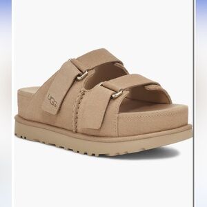 UGG Goldenstar Platform Slide Sandal Size US 9, Tan, NWOT